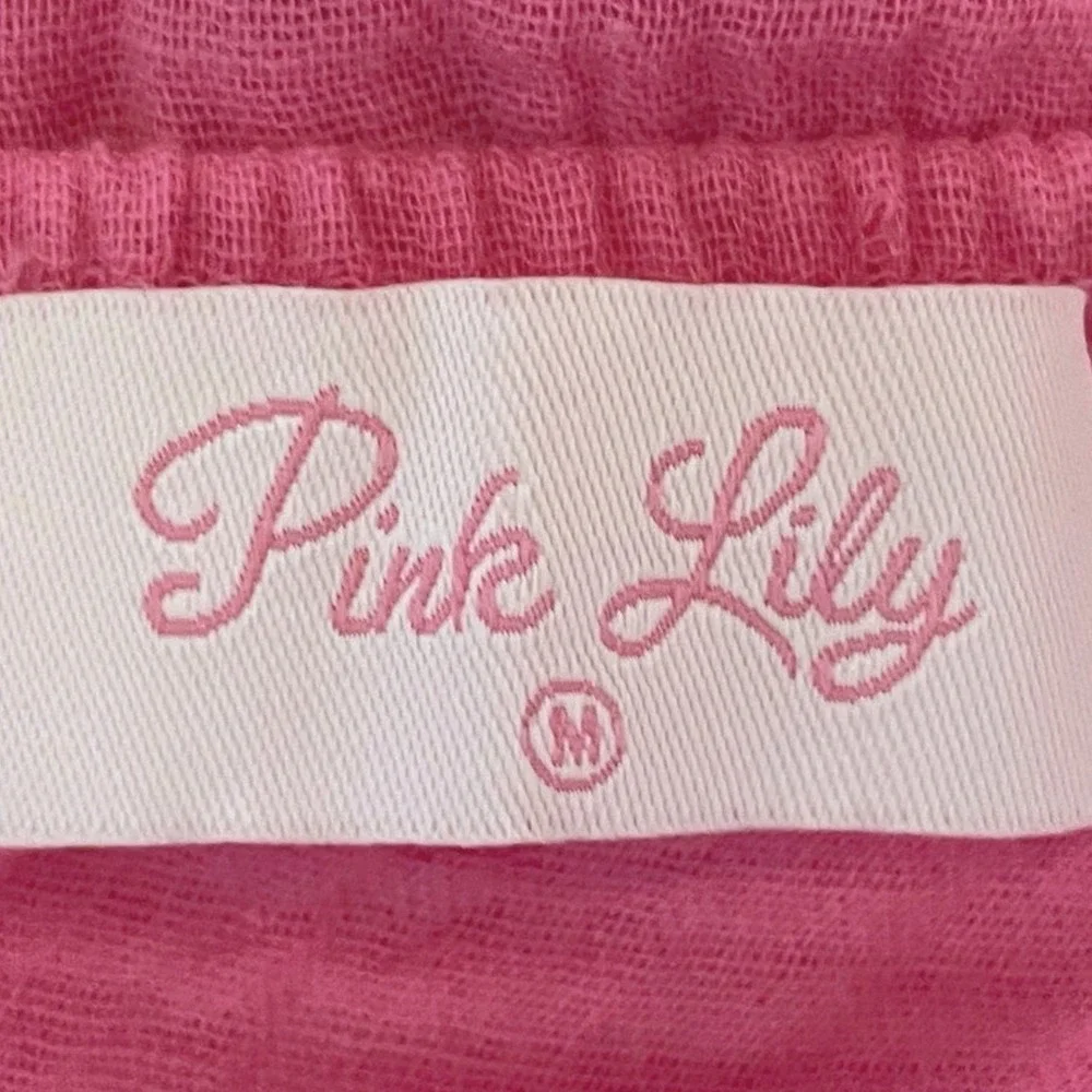 Pink Lily Cami Tank Pink Distressed‎ Gauze Cotton Boho Summer Women Medium